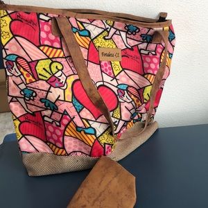 Tote bag with zipper Romero Britto art design bag